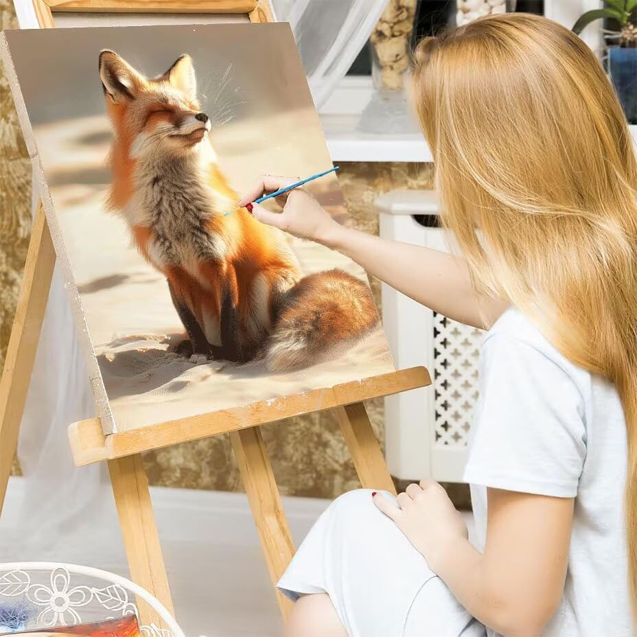 Pintar por números adultos zorro DIY paint by numbers kits con pigmento acrílico 90x120cm 7