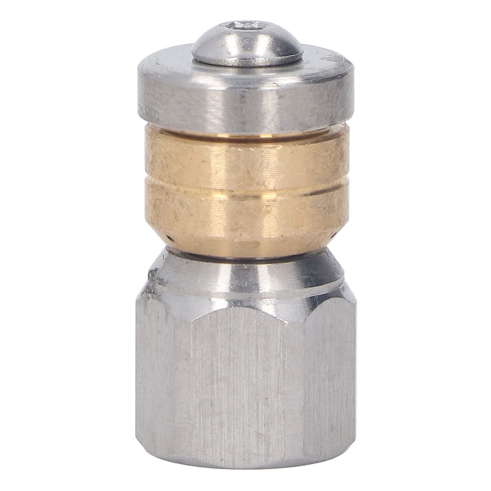 Holigie Pressure Washer Nozzle Stainless Steel Brass Compact Mini Drain Sewer Nozzle for Hot and Cold Water 5000 PSI High Pressure Cleaning Tool for Indoor Outdoor Use (G1/4in Female Thread)