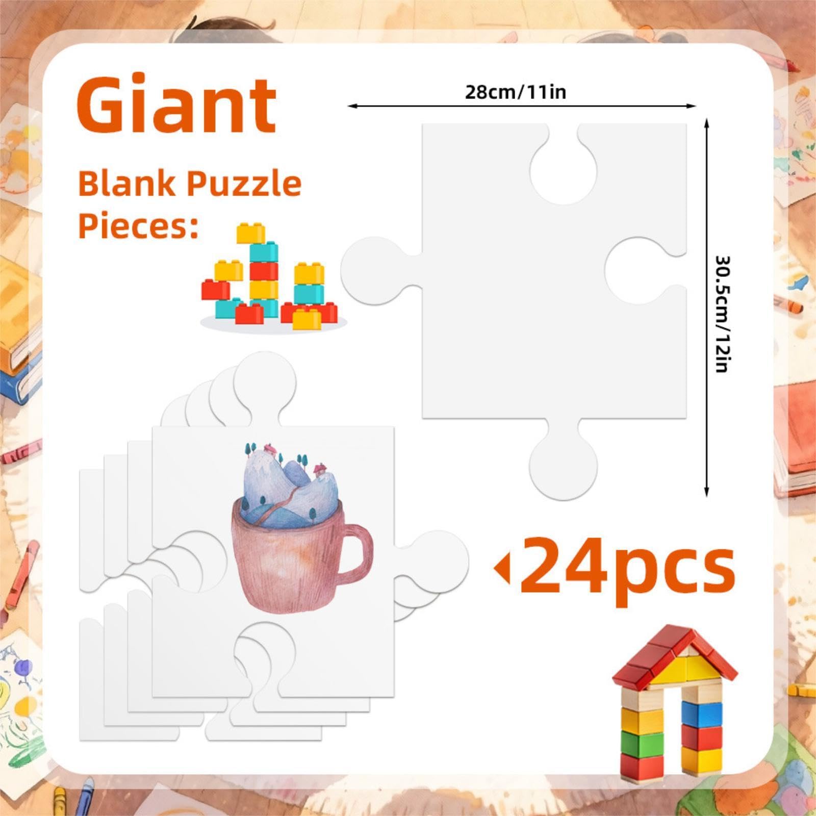 24 weiße, Leere Puzzles aus Karton (30,5 cm x 28 cm) mit glatten Kanten, ideal für Bastelprojekte und kreatives Gestalten.