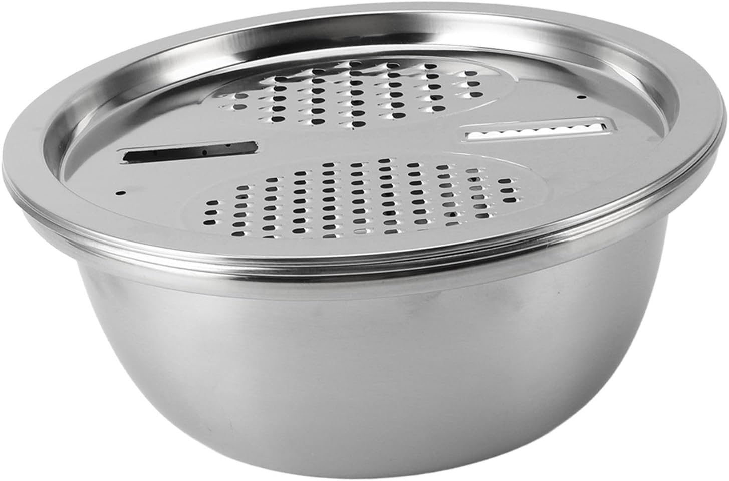 3-in-1 Stainless Steel Colander Set, Multi-Functional Rice Washing Bowl with Large Capacity Drain Basin, 11 Inch Strainer
