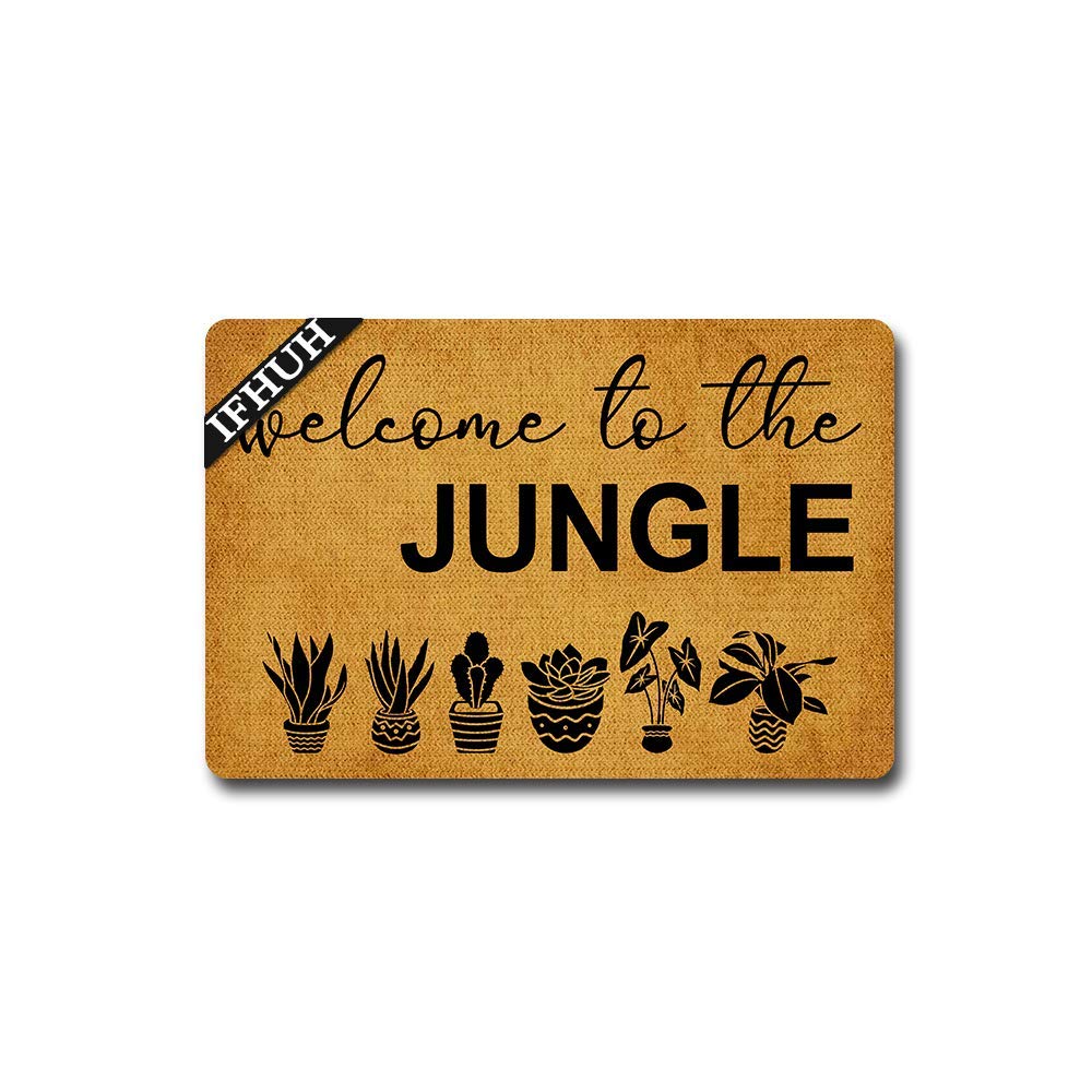 IFHUH A Plant Lovers Welcome mat Welcome to The Jungle Doormat Funny Welcome Mat Front Door Mat Rubber Non Slip Backing Funny Doormat Indoor Outdoor Rug 30 in(W) X 18 in(L)