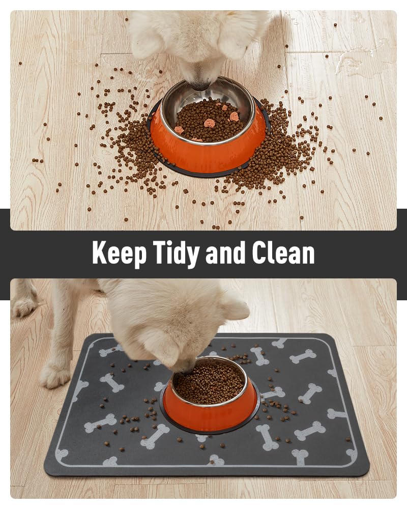 Tapis d'alimentation pour animal de compagnie - Tapis absorbant pour gamelle de nourriture et d'eau - Pas de taches - Facile à nettoyer - Tapis distributeur d'eau pour chien à séchage rapide -