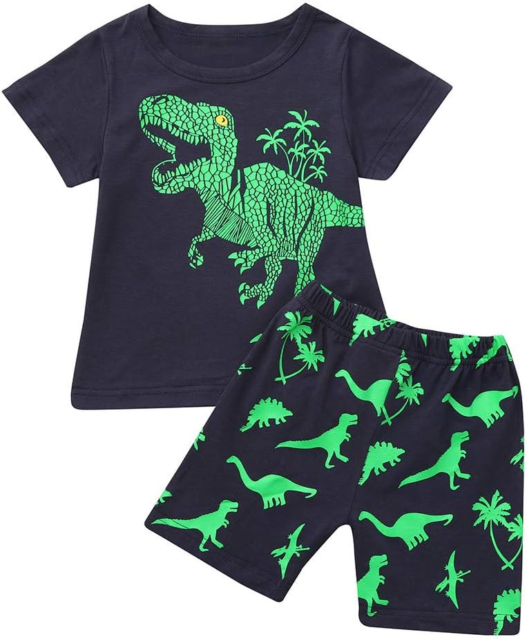 Jacket Set Toddler Baby Kids Boys Dinosaur Summer Pajamas Sleepwear Tops Pants Outfits Set