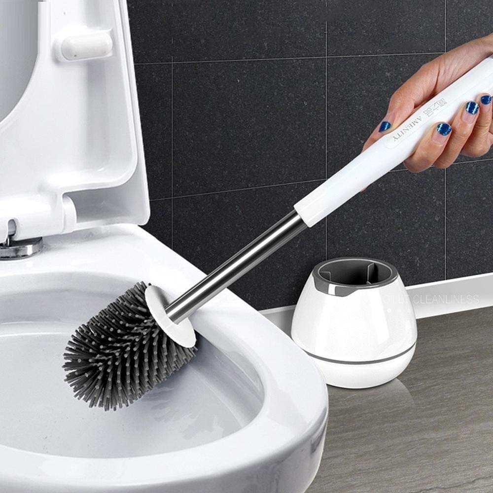 Spazzola per WC Multifunzione Set di spazzole per WC Multifunzione con pinzette per la Pulizia della Toilette Spazzola per Bagno in TPR Lunga per Accessori WC Spazzola per WC
