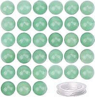 Vista 32 de 100 piezas de cuentas de cristal natural, piedras preciosas redondas sueltas de curación de energía con cordón elástico de cristal para hacer joyas