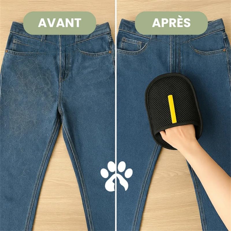 Le Comptoir Animalier FurFree – Gant Anti-Poils Réutilisable & Écologique(Noir,2 Gant)