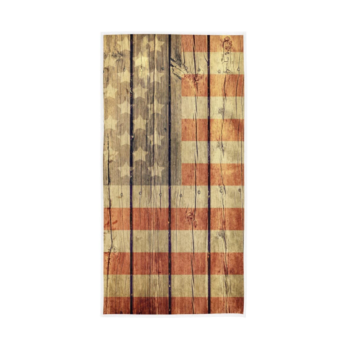 HUYGD Wooden Fence Old American Flag Soft Large Hand Towels Bath Towel Multipurpose for Bathroom Hotel Gym Spa 30"x15"
