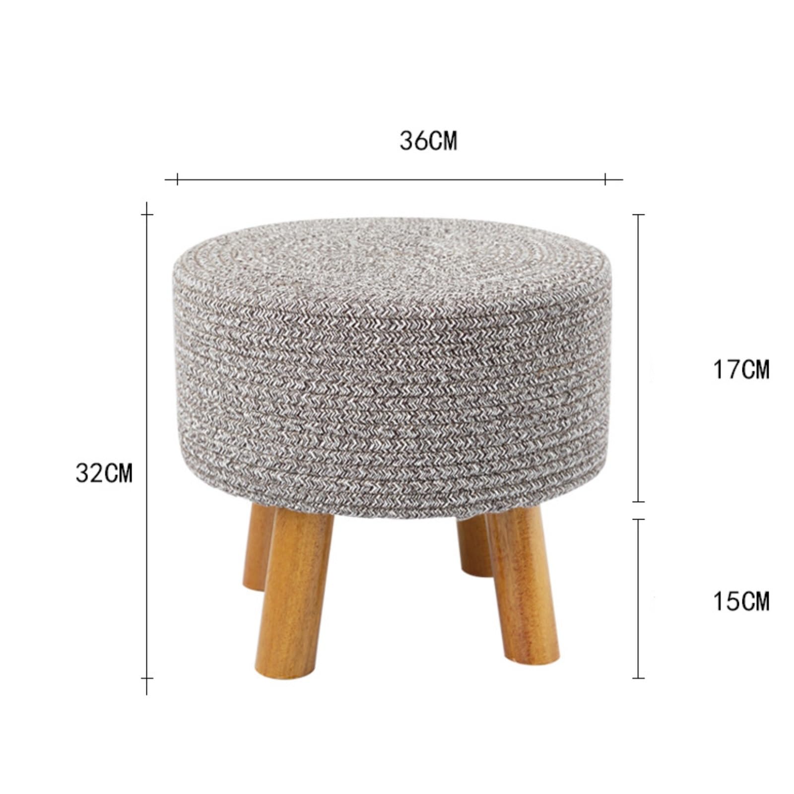Ottomana Salón Reposapiés Redondo De Hilo Algodón con Patas Madera Maciza For Uso Doméstico Asiento Extra(Grün)
