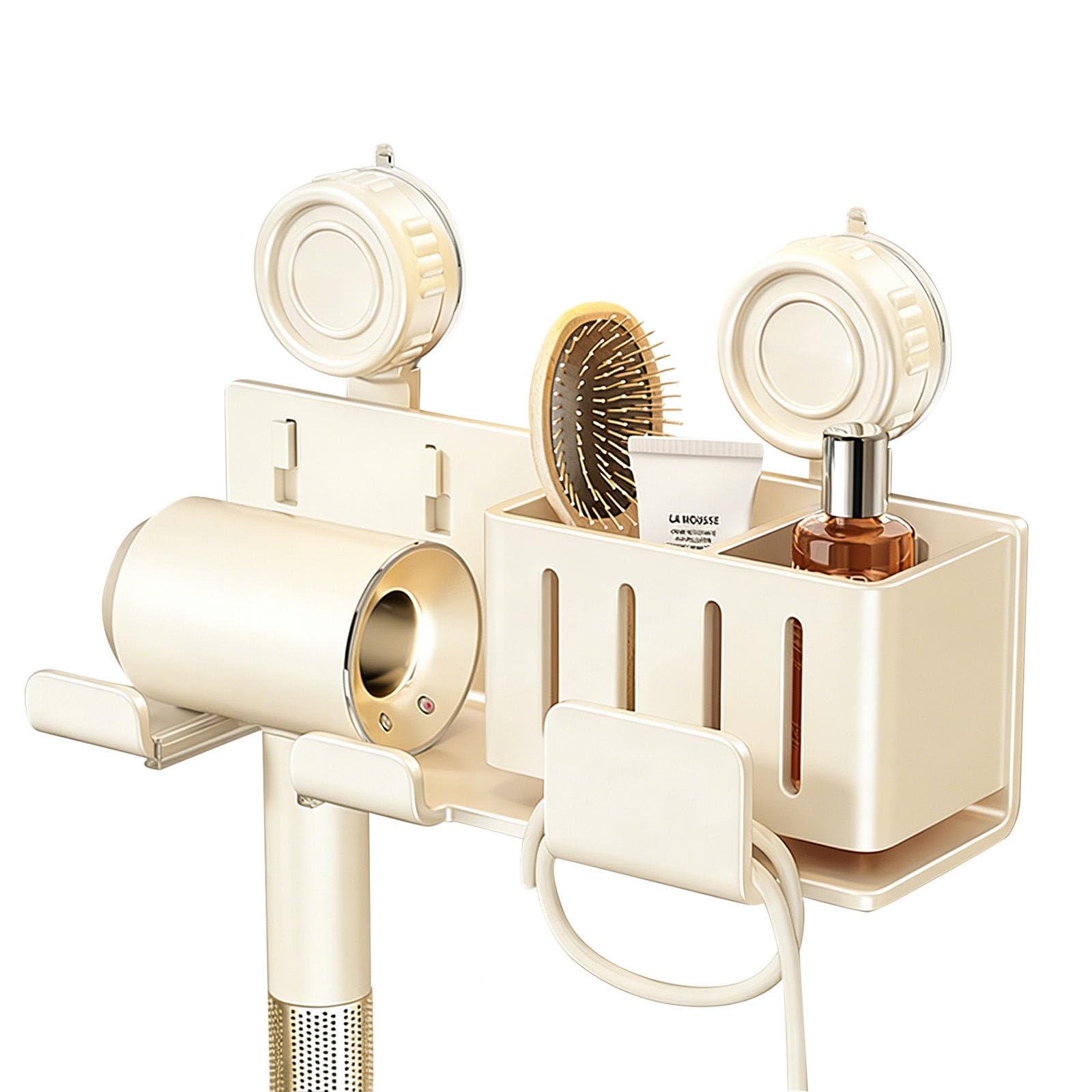 Modern Bathroom Hair Dryer Shelf with Powerful Suction Cup Space Saving Hair Dryer Organizers Easy Installation Space Saving Organizers