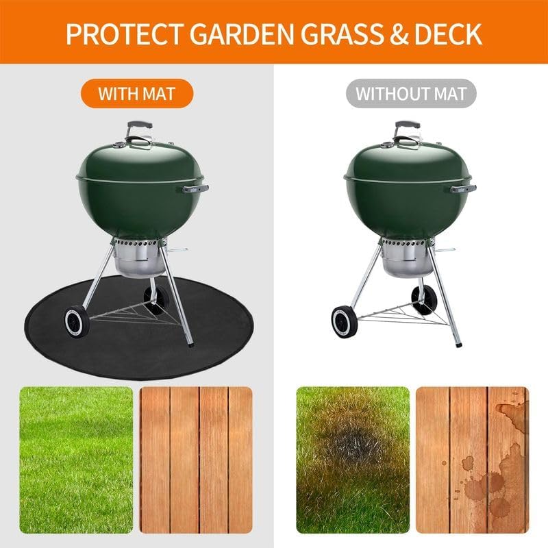 24" Fire Pit Mat for Solo Stove Bonfire Round Fireproof Under Grill Mat Oil Proof Waterproof BBQ Pad for Deck Patio Grass Outdoor Grill Accessories Portable and Reusable thumbnail