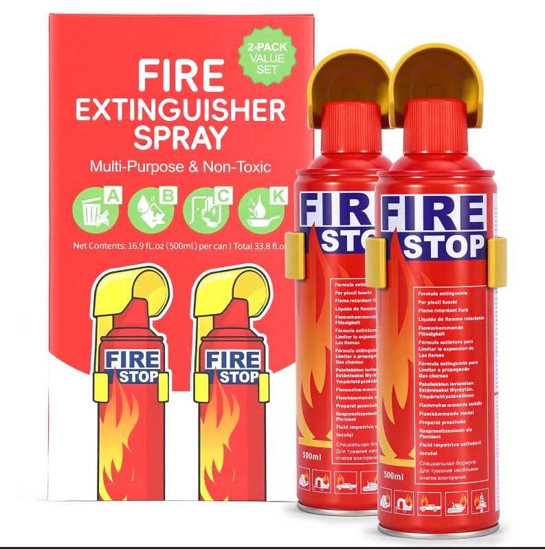 Image of 2 /4-Pack Fire Extinguisher with Mount Brackets,Portable for Home Kitchen Car Boat,BBQ -Multi-Purpose Protection (2-Pack Fire Extinguisher)