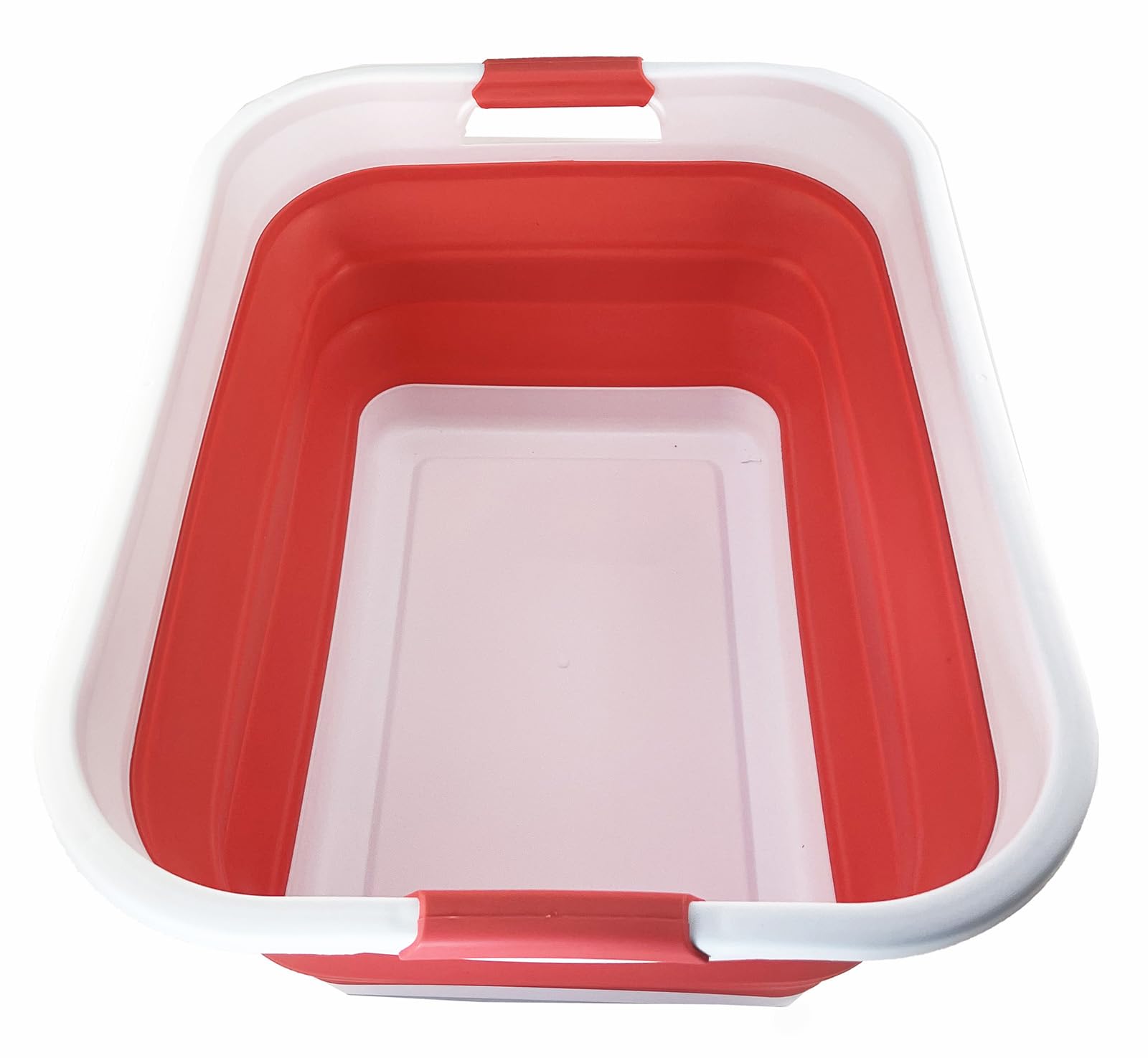 SAMMART 41L Collapsible Plastic Laundry Basket-Foldable Pop Up Storage Container/Organizer-Portable Washing Tub-Space Saving Hamper/Basket (1, White/Coral Pink)