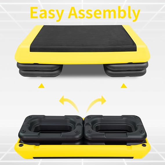 Adjustable Aerobic Stepper Workout Step with 4 Risers Fitness & Exercise Platform Trainer