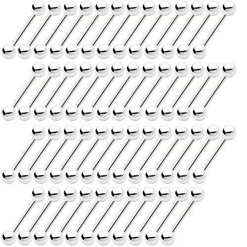 Preisvergleich Produktbild BodyJewelryOnline Adult 14ga Piercing Hantel 50-Pack - 3 Längenoptionen verfügbar - Autoklaven Safe - 316L Chirurgenstahl (14ga-7 / 8-(22 mm))