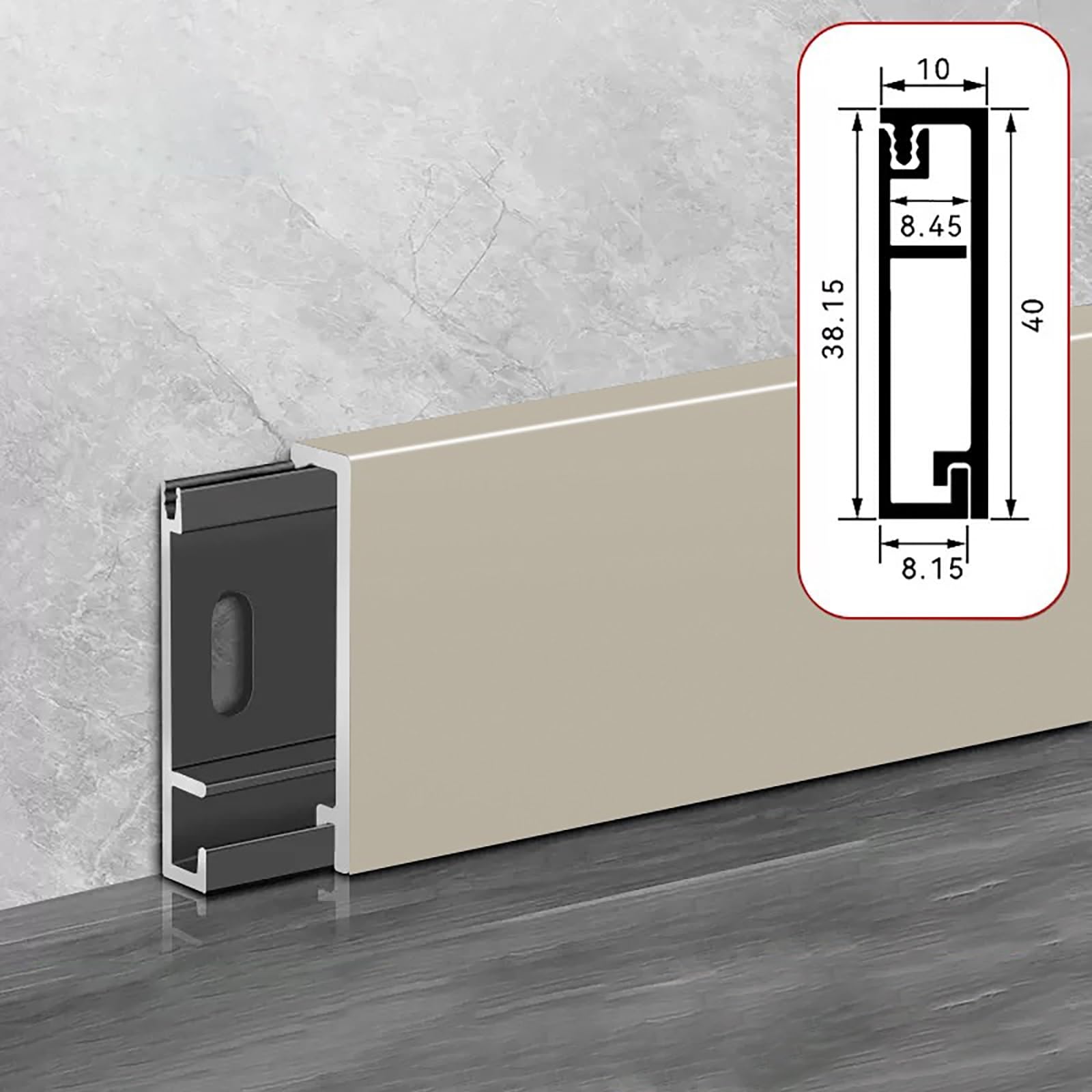 Battiscopa in laminato per pavimenti in cucina, soggiorno e corridoi