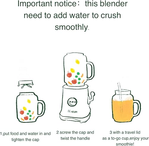 Miniatura 6 de ECretro - Mezclador retro para licuadores de batidos, exprimidor de encimera con taza y tapa de viaje sin BPA de 20 onzas, 300 W, 2 velocidades para