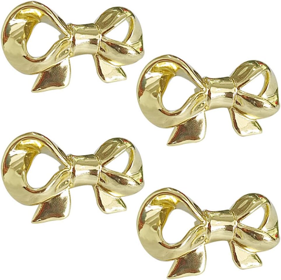 Housoutil Bow Shape Knob Gold Brass Drawer Pulls Decorative