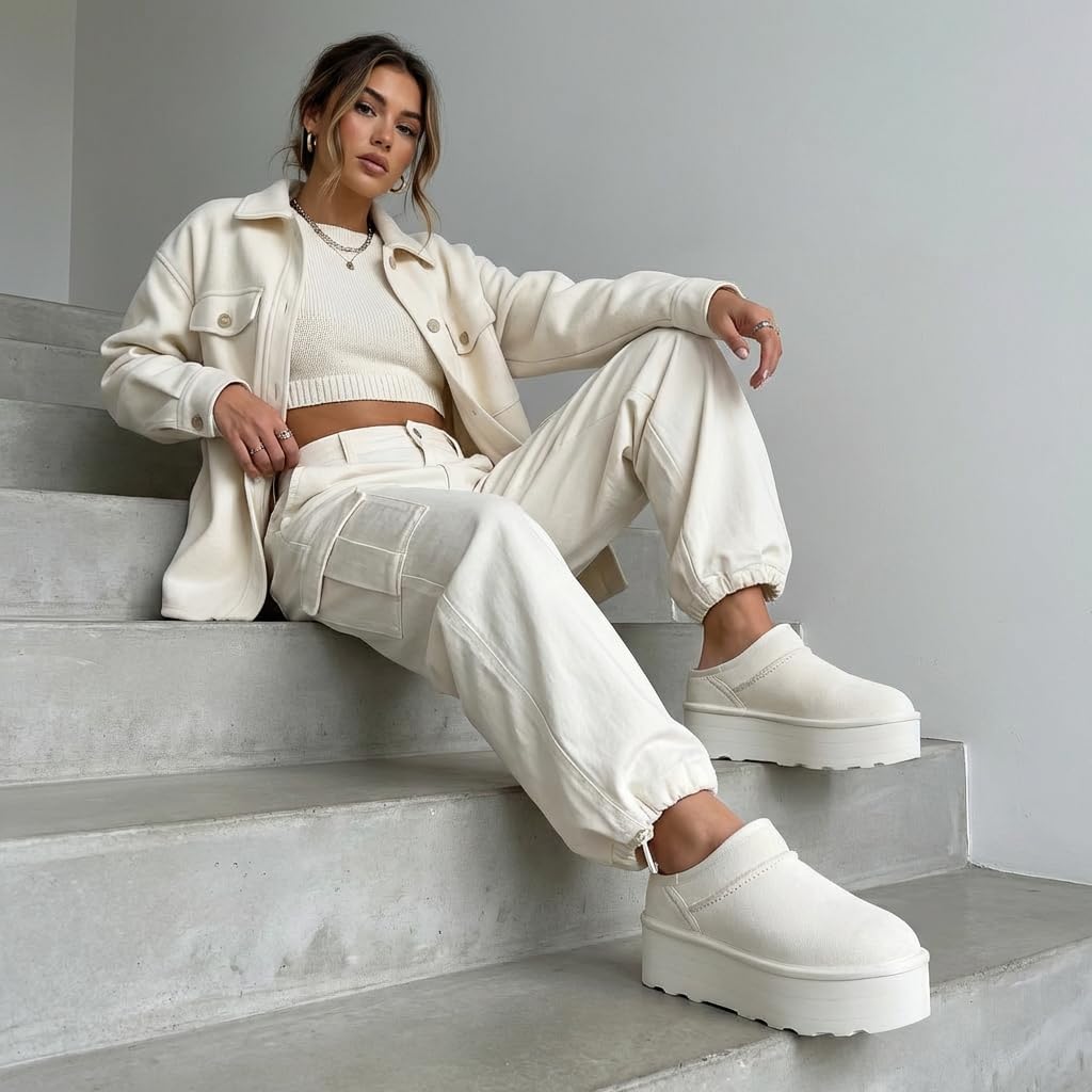 CUSHIONAIRE Huggy-2 Platform Slippers for Women, Cozy Genuine Suede Slip-On Ankle Boots for Indoor Outdoor Wear, Womens Slippers - Image 2