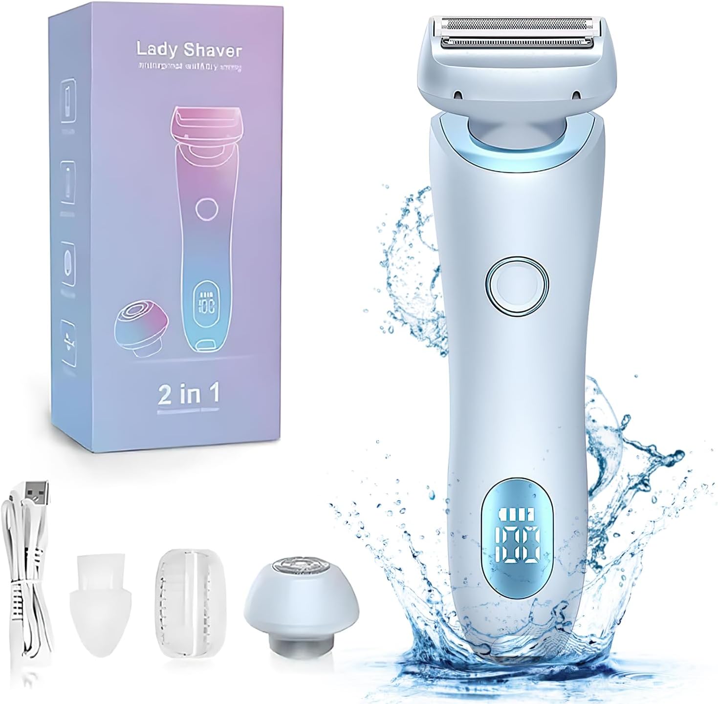 Duskofficial Razor, Dusk Official Shaver, Duskofficial The Glide Pro 3.0, 2 in 1 Waterproof Electric Shaver Razors for Women, Wet & Dry for Leg Arm Underarm Bikini Area (Blue)