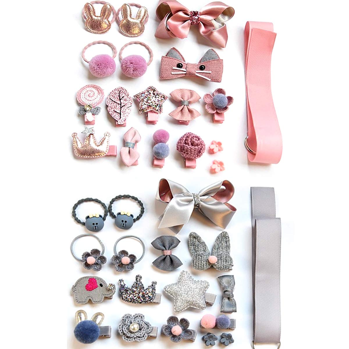 Set 36 Fermagli Capelli Bambine - Fiocchi E Elastici Colorati - Foto 10