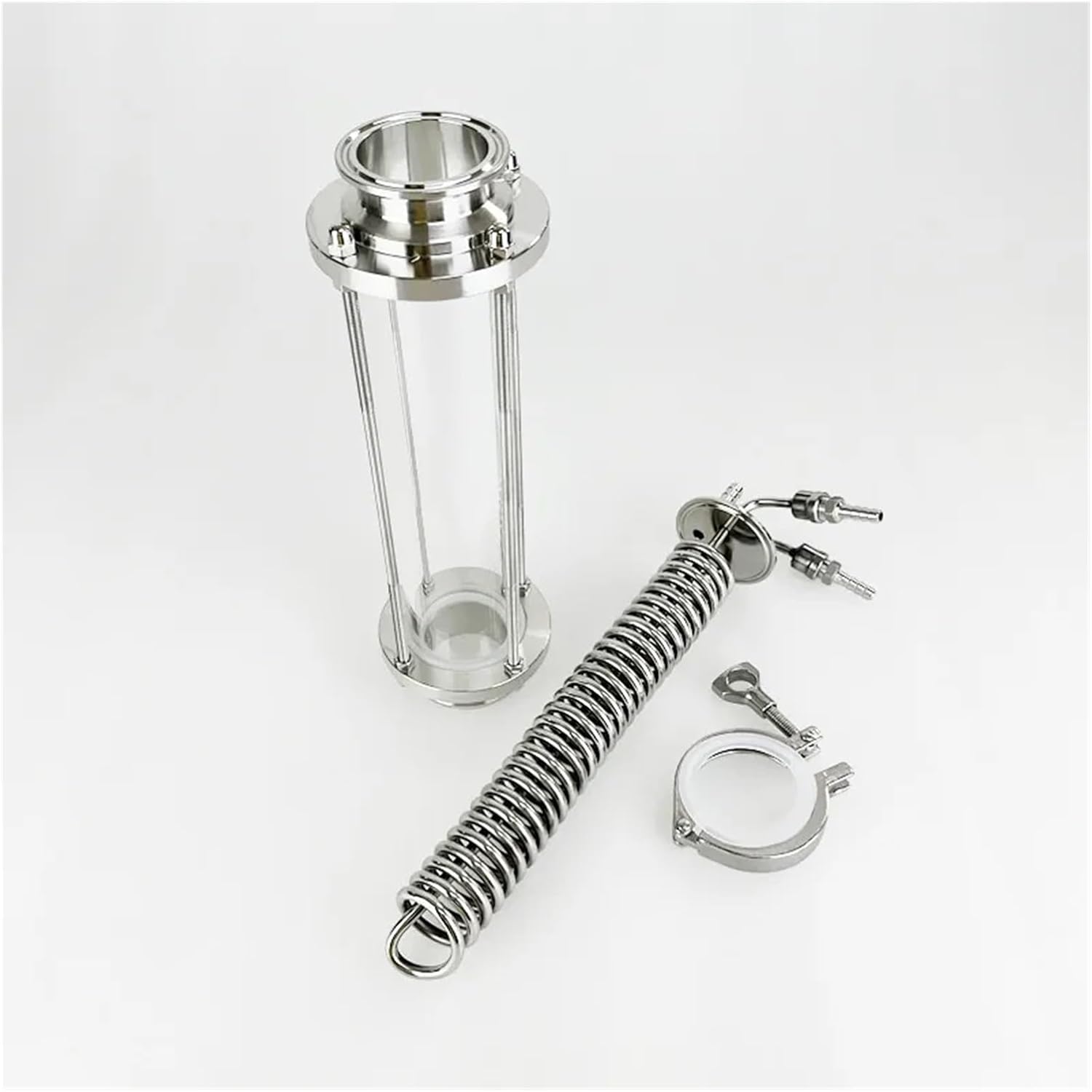 Home & Brewing 2" OD64mmTri-clamp Distiller Cooling Coil with 2" Sight Glass Diopter,Dephlegmator Device, Reflux,Condenser,Sanitary Steel 304 Brewing Accessories