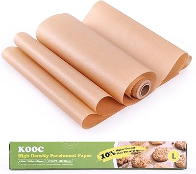 Sponsored Ad - KOOC Non-Stick Parchment Paper, 60ft*12in(60 Sq.Ft), Baking Parchment roll for Airfryer, Oven, Packing, 10...