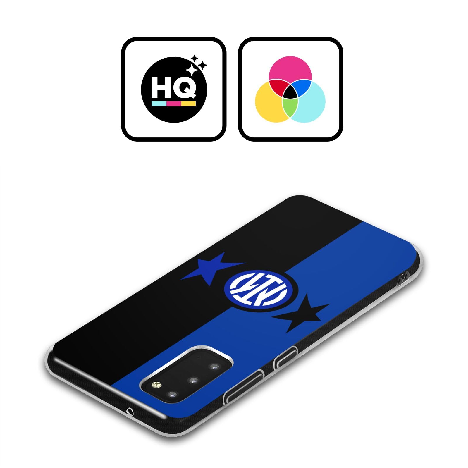 Head Case Designs Licenza Ufficiale Inter Milan Nero & Blu IM 2Stars Custodia in Gel [Protezione di Grado Militare] Compatibile con Samsung Galaxy A14 5G