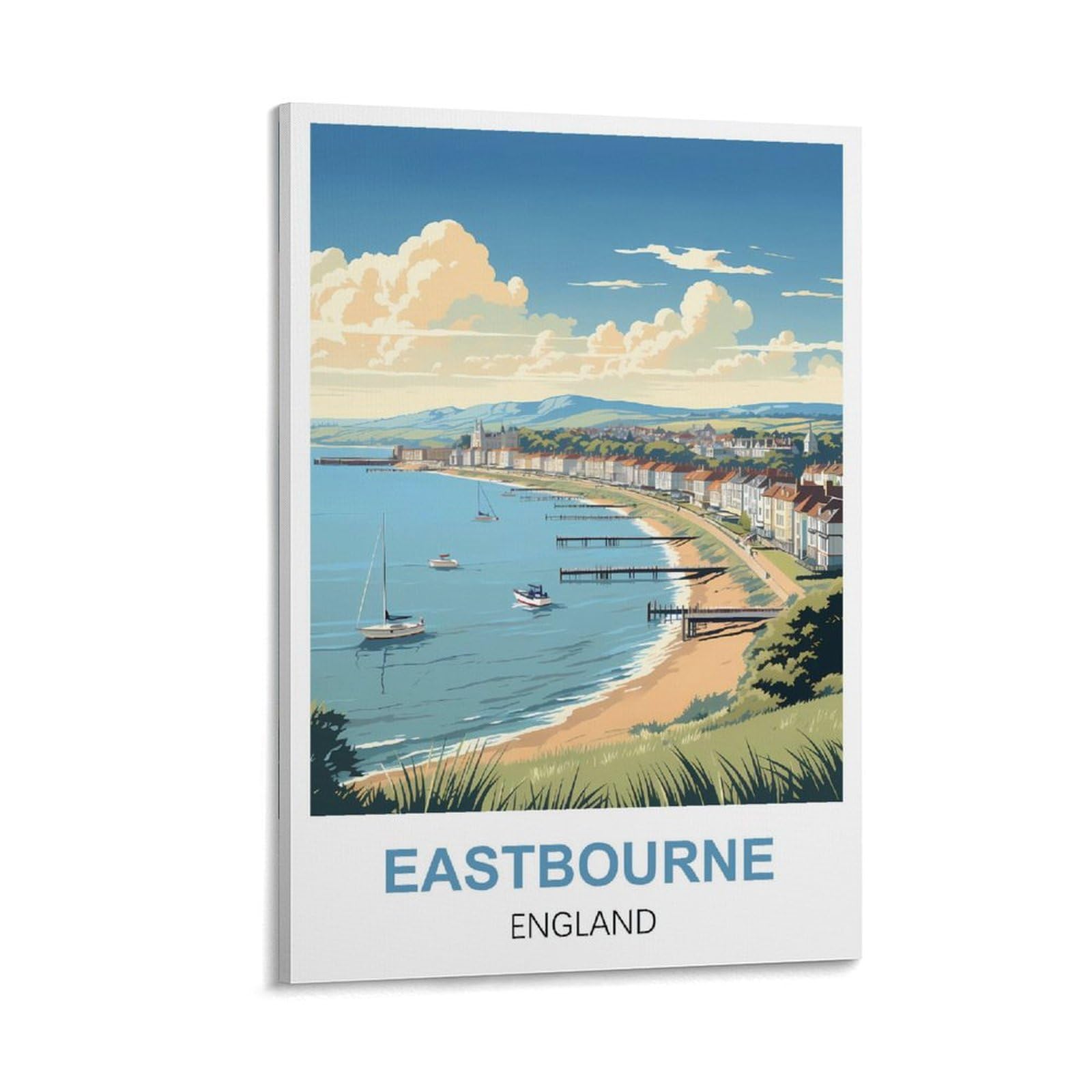 Whcheeh Frame-Style Eastbourne England Vintage Travel Poster 16X24inch(40X60cm) Canvas Art Print Wall Art Decor Picture