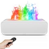 Essential Oil Diffuser, 250ml Flame Oil Diffuser - Aromatherapy Humidifier, Sound Activated Flame Effect, Rainbow Flame, Music Sync, Remote Control - Perfect for Bedroom Home Office Yoga (White)
