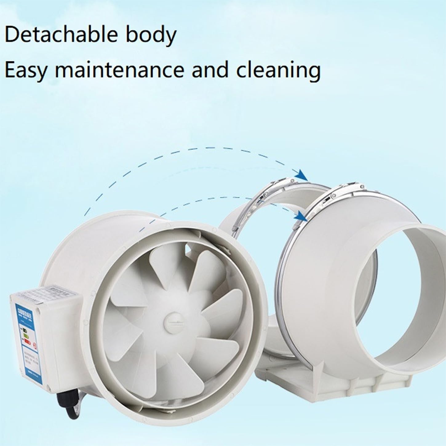 Extractor de Aire en línea, 3,3 m³/min, silencioso, con Carcasa de PP, para armarios de Cultivo, hidroponía, Uso doméstico, 8 Pulgadas