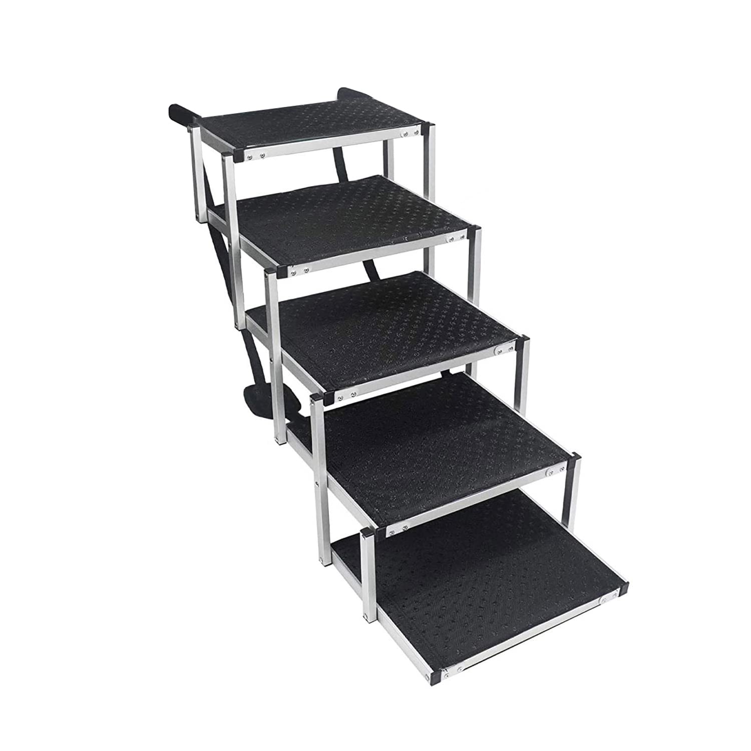 5 Step Folding Dog Stairs,Foldable Dog Car Steps Non-Slip Dog Car Ramp Aluminum Alloy Dog Ladder Pet Ramp Portable Ladder for Large and Small Dogs