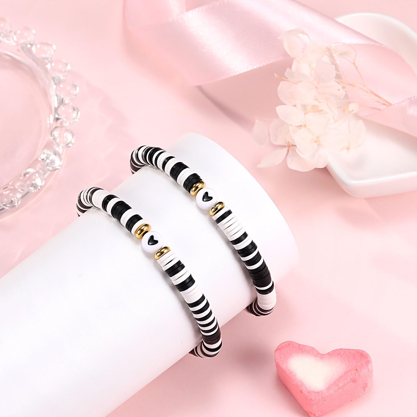 WATEFOER Ritorno A Scuola Bracciale Regalo Braccialetto Madre Figlia Primo Giorno Di Scuola Regali Per Ragazze Ragazzi Bracciale Set Di Braccialetti Con Charm Abbinati (Nero e bianco)