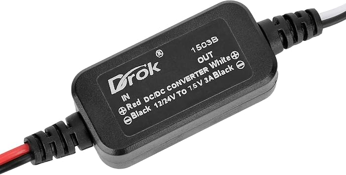 DROK Buck Converter DC 11-32V to 7.5V 3A Voltage Regulator Step Down Converter, Power Supply for Vehicle Car Truck RV Solar Panel
