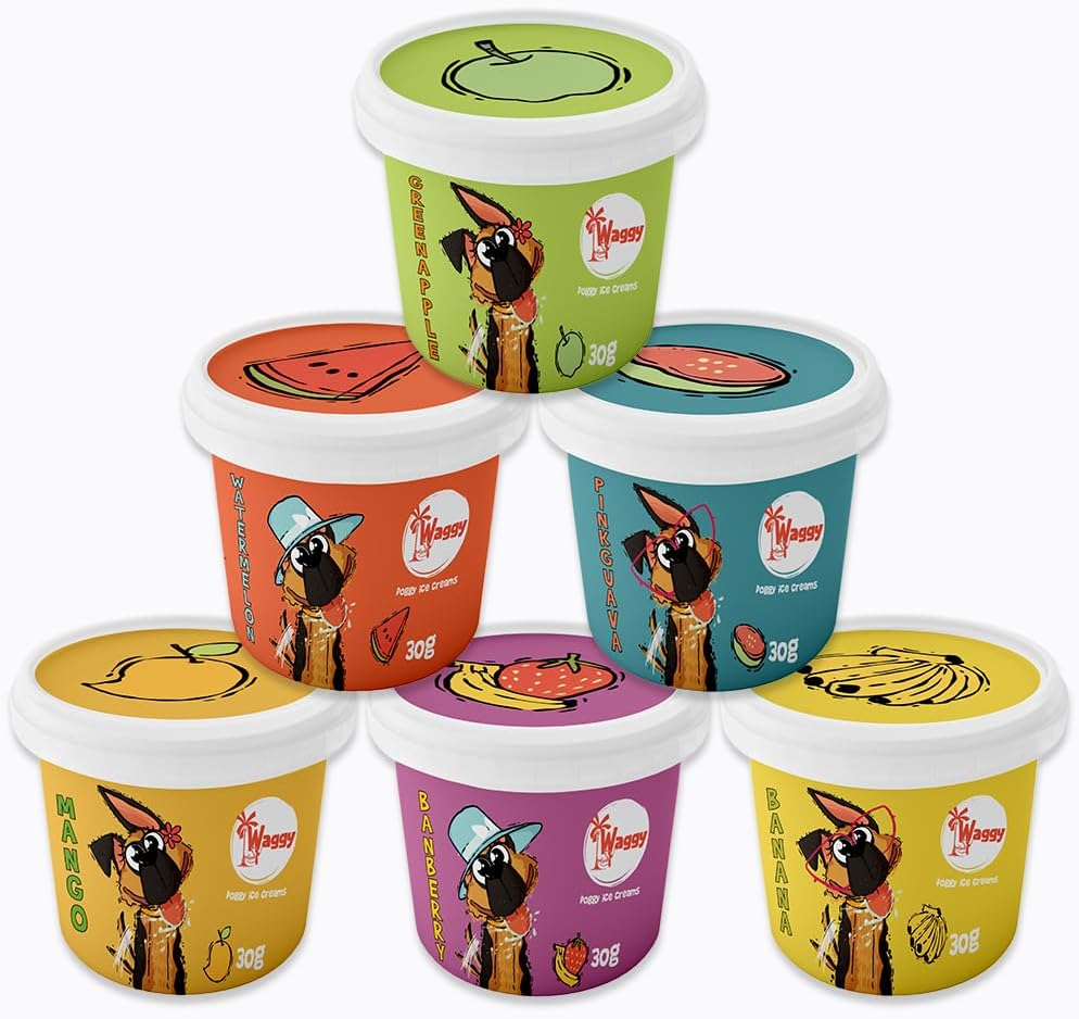 Waggy Zone Natural Ice Cream InstaMix, Treat for Dogs and Cats, Adult, Puppies and Small Breeds, Pets Ice Cream for All Age, Vegan 30 gm (Pack of 6)