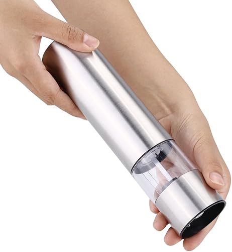 Miniatura 6 de Alvinlite Molino eléctrico de sal y pimienta  Molinillo eléctrico de sal y pimienta de acero inoxidable Grueso ajustable Batería de alimentación