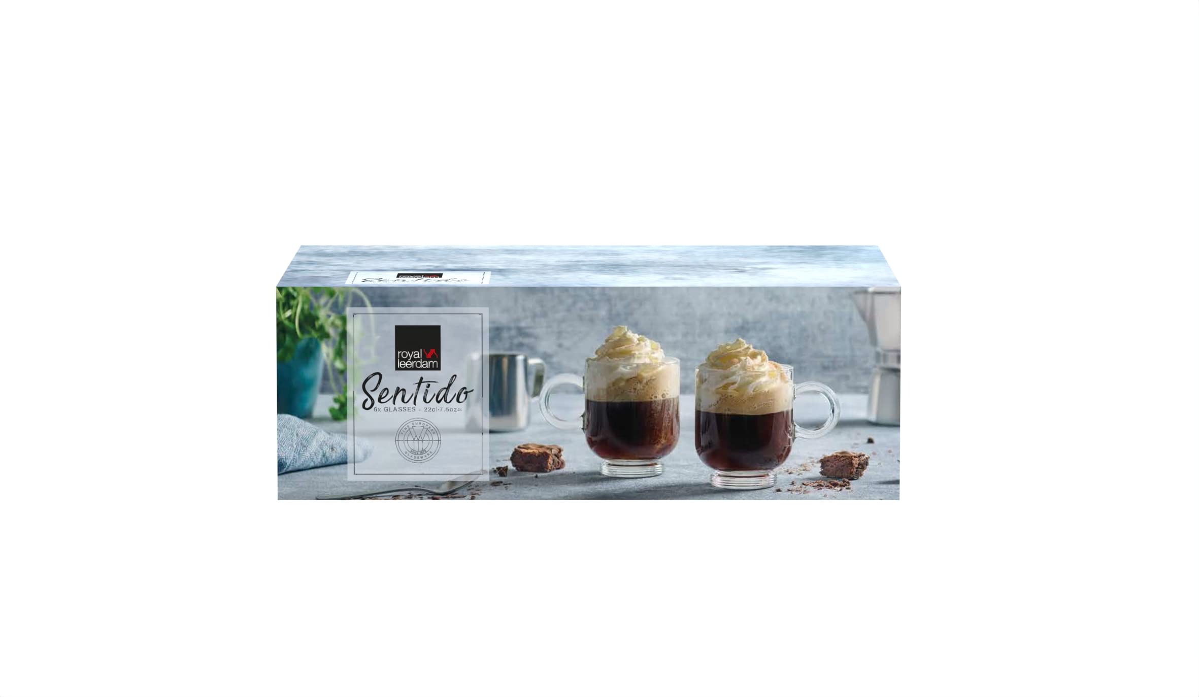 Orchid Royal Leerdam Sentido – Lot De 6 Tasses à Café Pour Latte, Cappuccino Et Chocolat Chaud Avec Poignée En Verre Transparent Pour Boissons Chaudes, Expresso, Café Et Thé – 260 Ml
