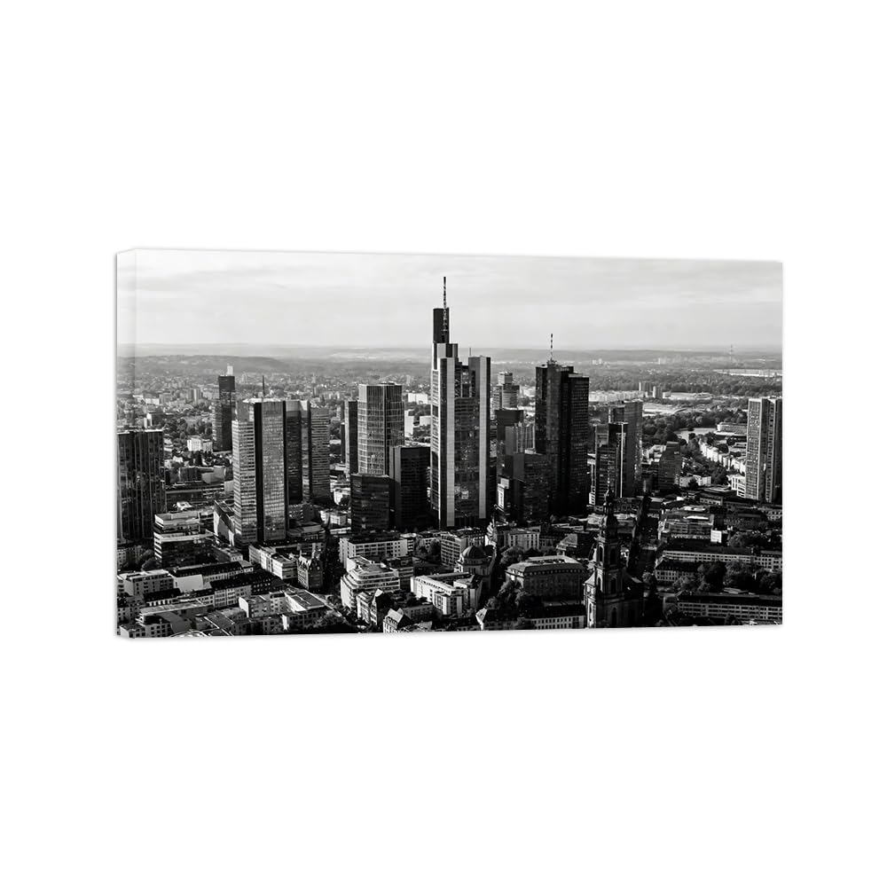 Buildings Skyline Black White Landscape Wall Art Prints 30x50cm Framed