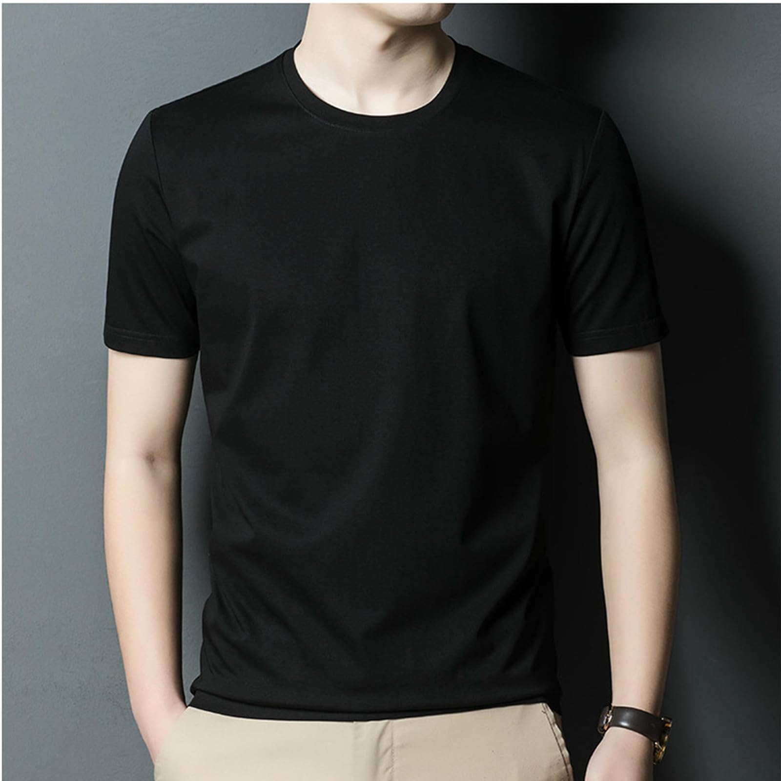 Męskie t-shirty męskie luźne merceryzowane bawełniane półrękawy T-shirt - wszechstronny letni top miękki i wygodny