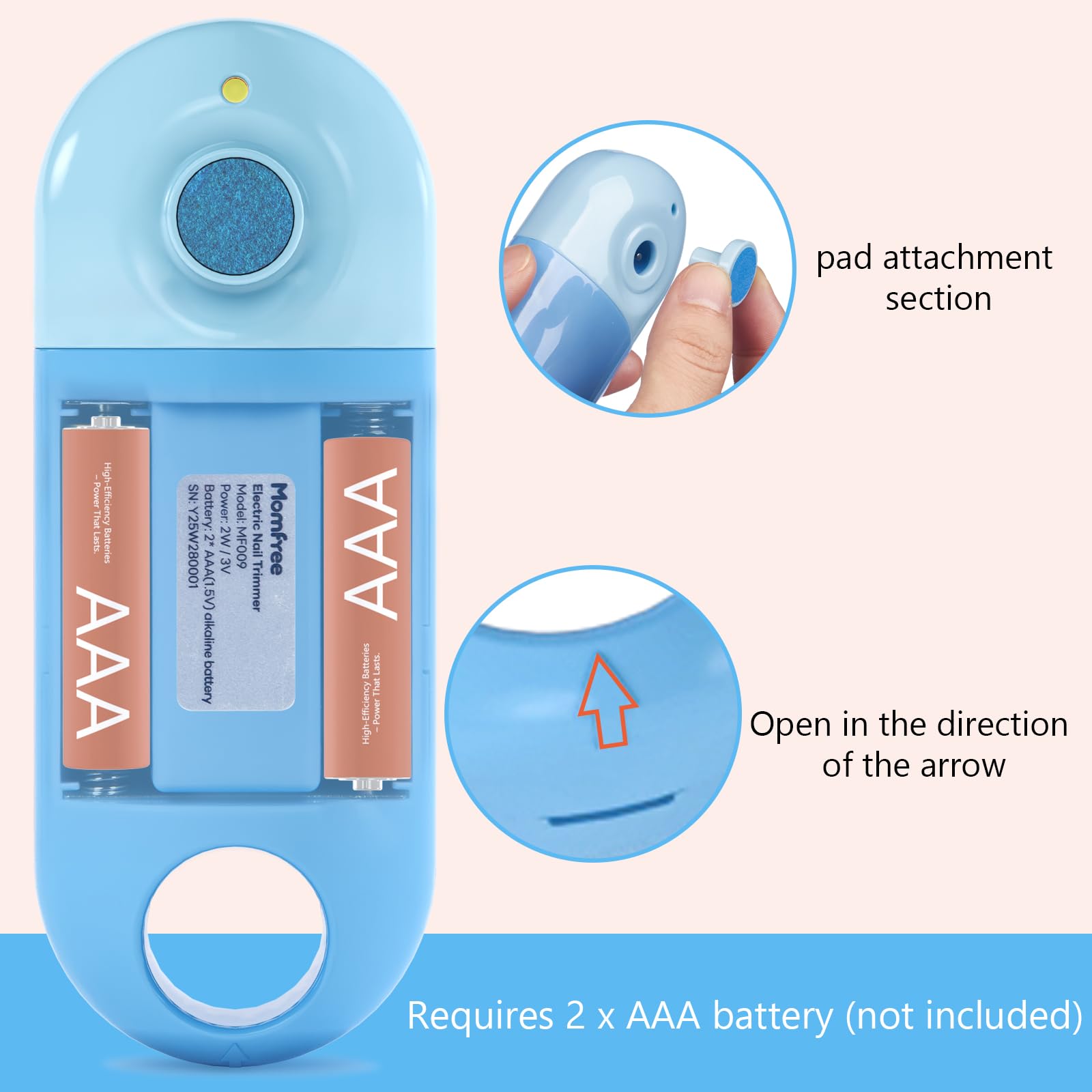 Kit de uñas para bebé, juego de cuidado de uñas 4 en 1 con estuche de almacenamiento, cortaúñas eléctrico suave con luz LED, cortaúñas eléctrico, incluye lima, tijera, cortaúñas, para recién nacidos