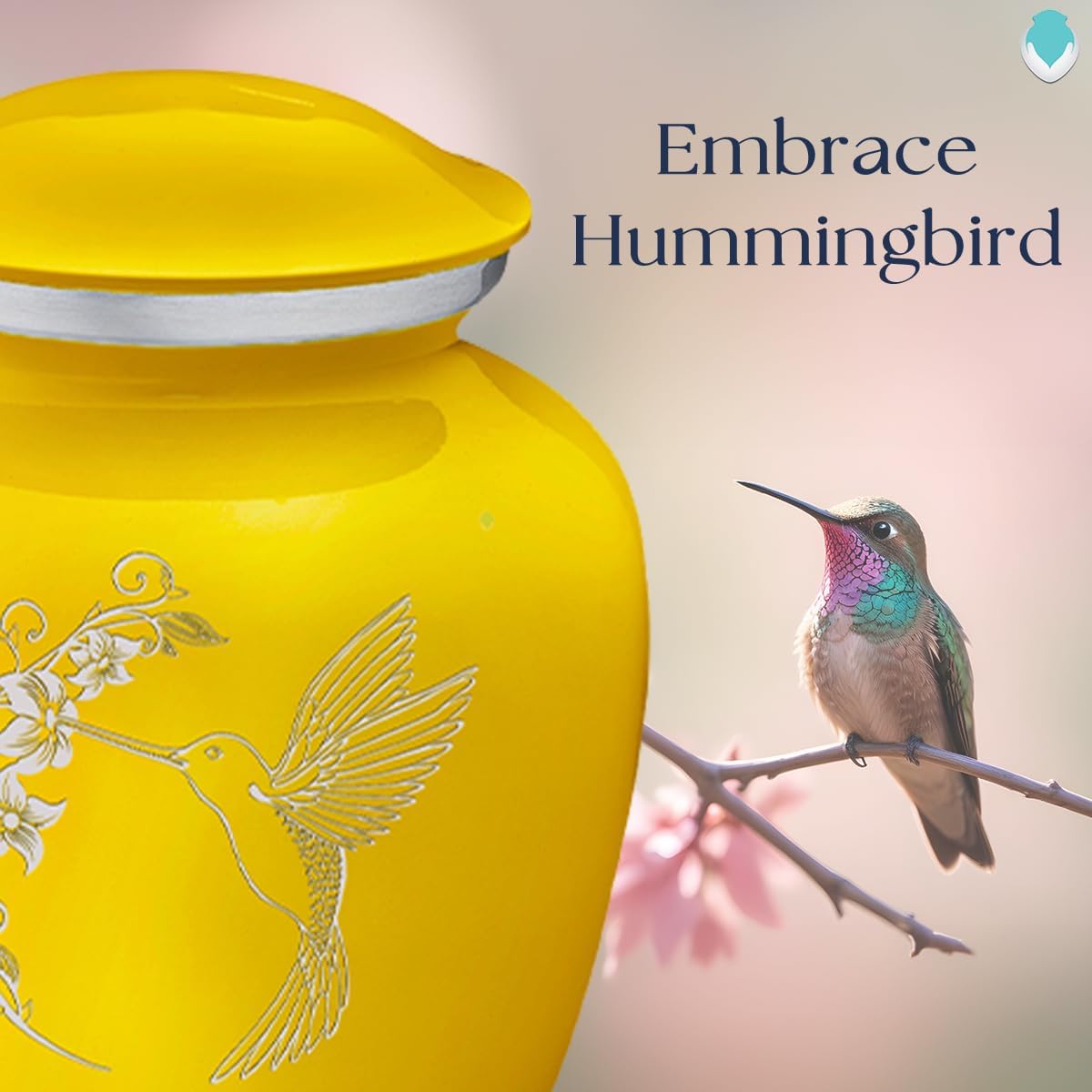 Geturns - Small Personalized Humming Bird Cremation Urns for Human Ashes I Yellow Funeral Urn for Women and Men I Holds up to 44 Cubic Inches