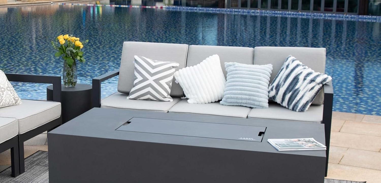 AMS Fireplace | Powder Coated Fire Pit Burner Lid for Sedona Fire Table (Dark Gray) | Weather-Protected | Easy to Clean | No Assembly Required