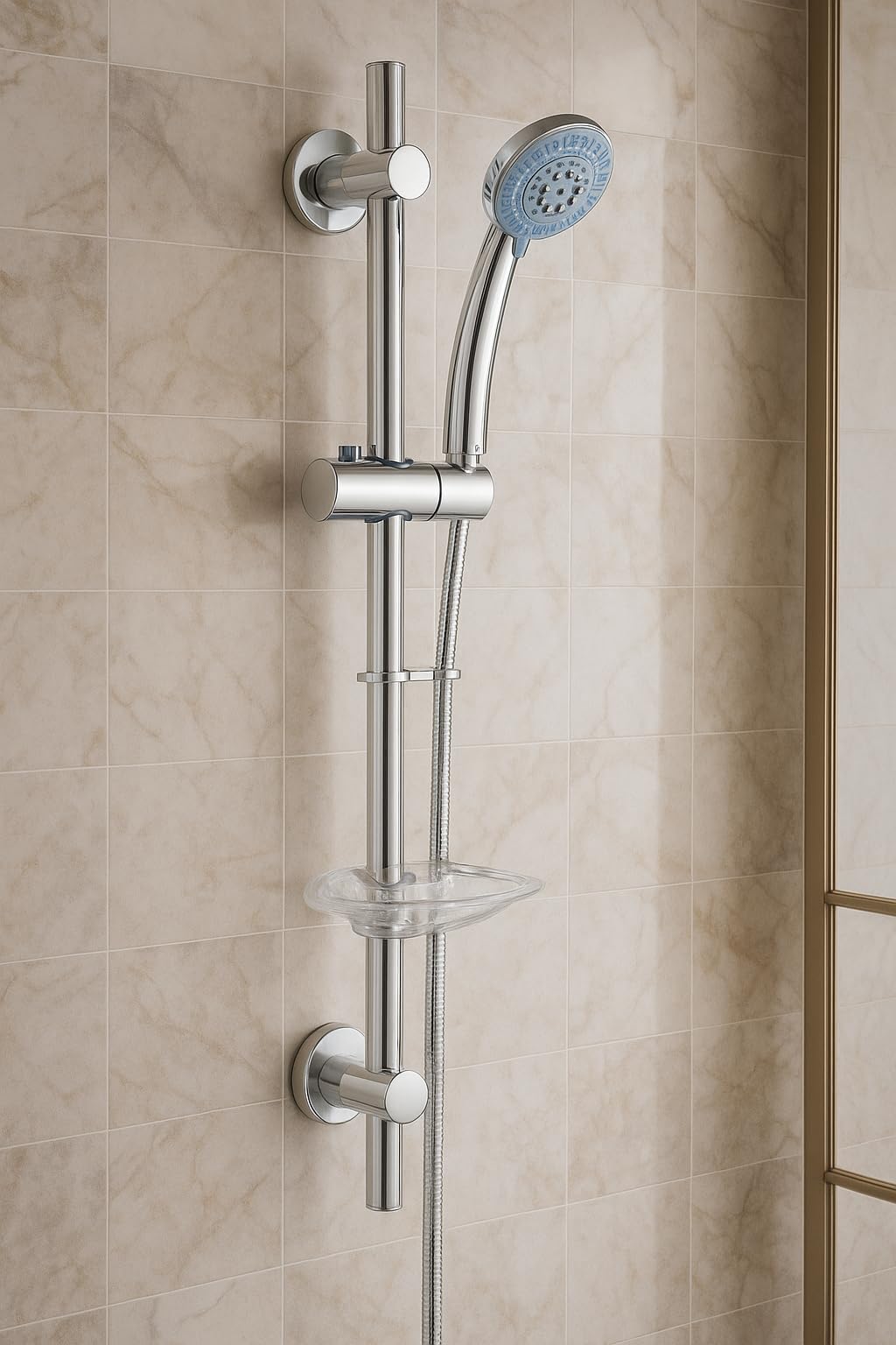 Corso Bathrooms Chrome Shower Slide Rail Kit | Soap Holder | Shower Hose | Shower Handset | Finish | Idfeal Replacement Or New Install | Inc Fixings |