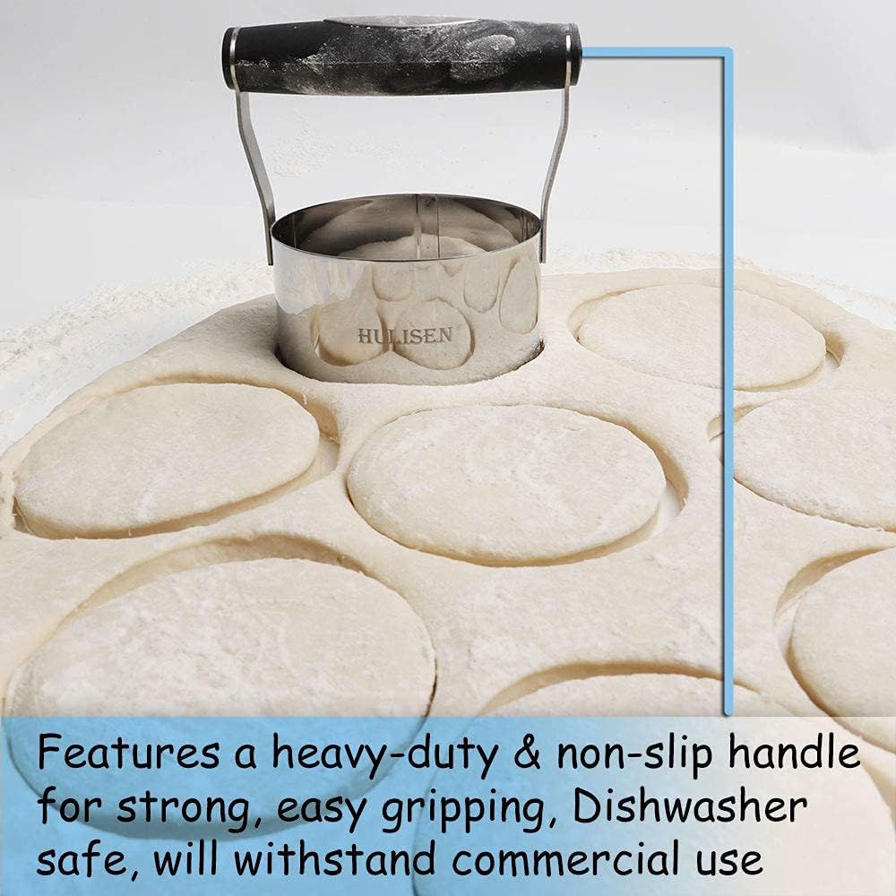 HULISEN 3 inch Biscuit Cutter, Stainless Steel Round Cookies Cutter with Soft Grip Handle, Gift Package - Image 6