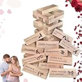 Lust Tower Game for Adult, 48Pcs Spanish Naughty Block Tower Game, Wooden Tower Stacking Blocks, for Valentine Tumbling Tower Stacking Blocks, Couples Date Night Games
