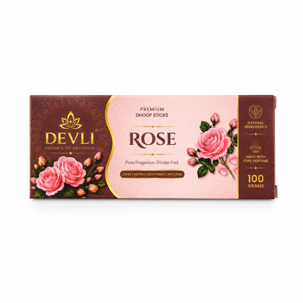 DEVLI Premium Rose Dhoop Sticks 100g | Long Lasting Floral Fragrance | Natural Aroma Incense for Pooja, Meditation & Home-picture-28