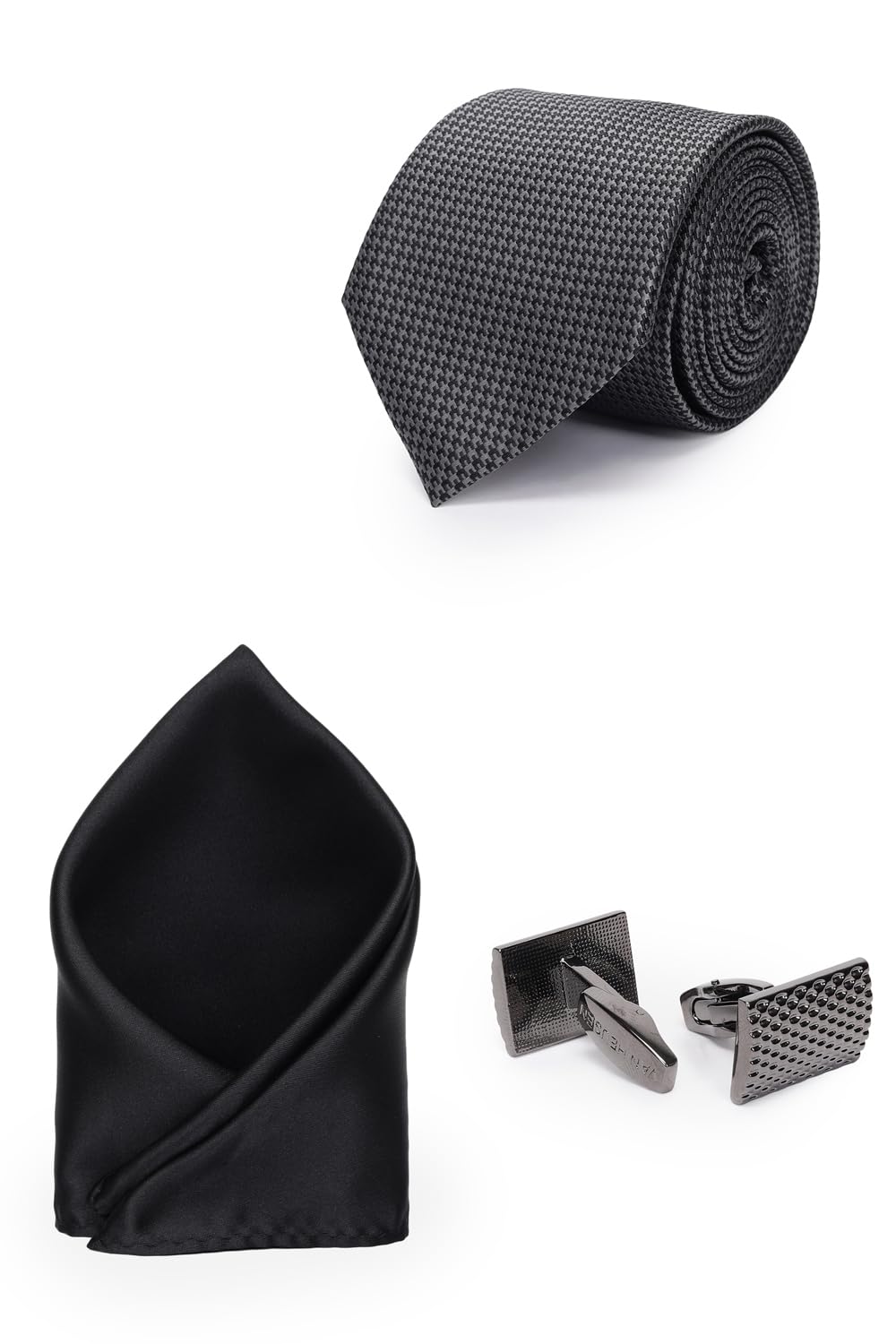 van heusen Men Grey Party Tie Pocket Square And Cufflink-picture-10