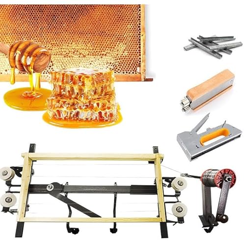 Beehive Nest Frame Wire Tool Set - Beekeeping Equipment for Honey Frame Threading, Includes Stainless Steel Manual Wood Nail Gun, Wire Tensioner, and Bee Frame Fixture Tool - for Beekeepers