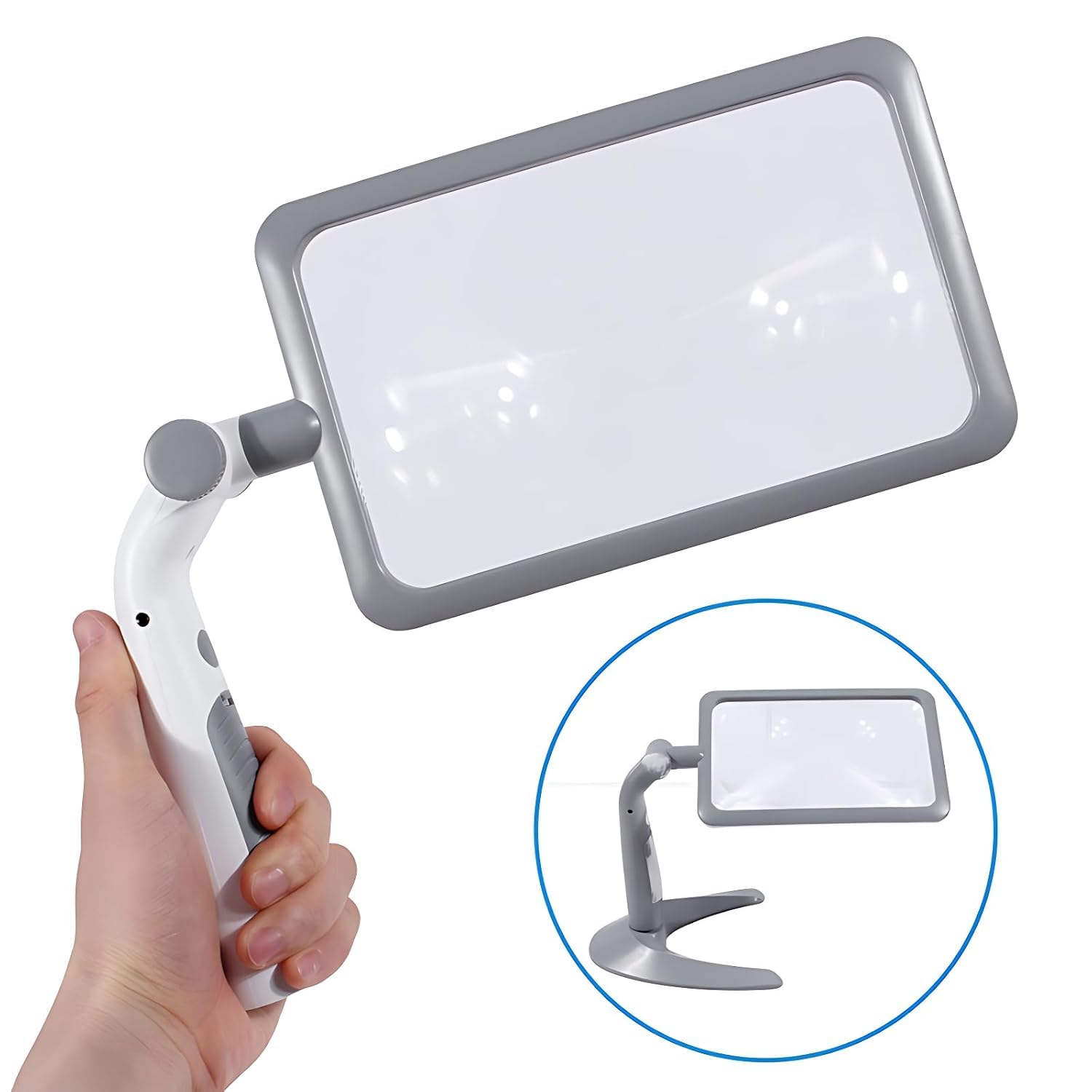 Breewell Magnifying Glass with Light and Stand Lighted Page Magnifier with 48 LED & 3 Light Modes Large Magnifying Glass Hands Free for Seniors Reading, Close Work | White 4