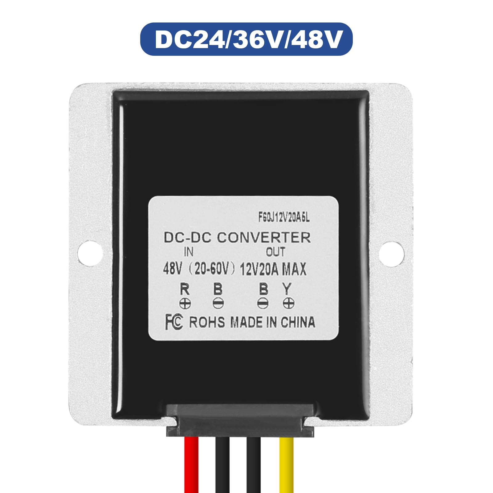 Régulateur de Tension 24V 36V 48V à ​​12V 20A, Convertisseur DC-DC Buck | IP67 Étanche Module Abaisseur de Tension Transformateur, pour Voiture