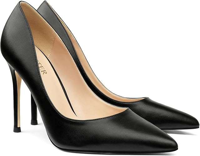 COLETER Women's 4 Inch Pumps Pointy Toe Wedding Dress Shoes Slip on Stiletto Pumps